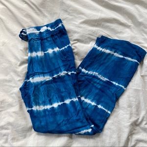 Green Dragon Blue Flowy Wide Leg Tie Dye Pants